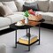2-Tier Oval Coffee Table with Storage – Farmhouse Black Center Table for Living Room, Home Office, RV, Small Spaces (35.4”x15.7”x14.1”)
